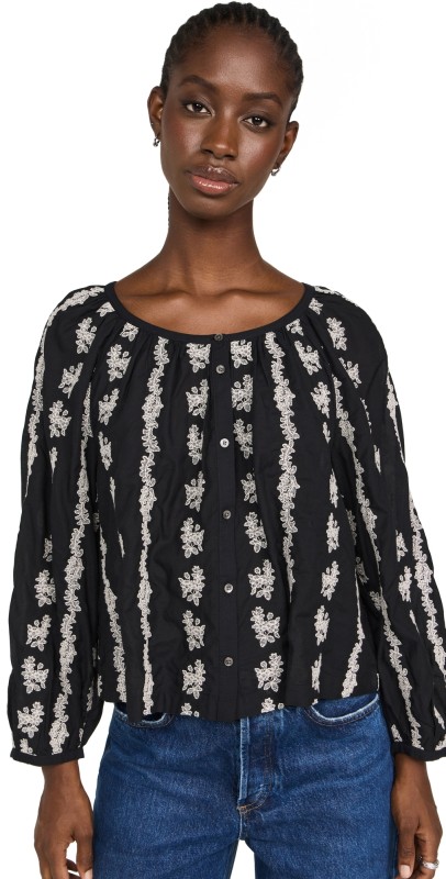 Madewell Top Embroidered Emilina Top True Black