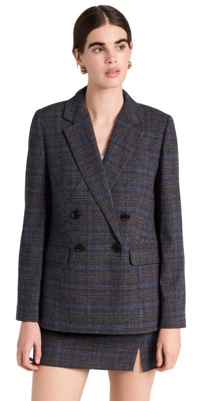 Madewell The Rosedale Blazer in Plaid Mini Glen Plaid
