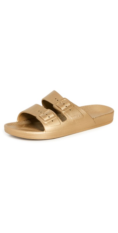Freedom Moses Moses Two Band Slides Goldie Metallic