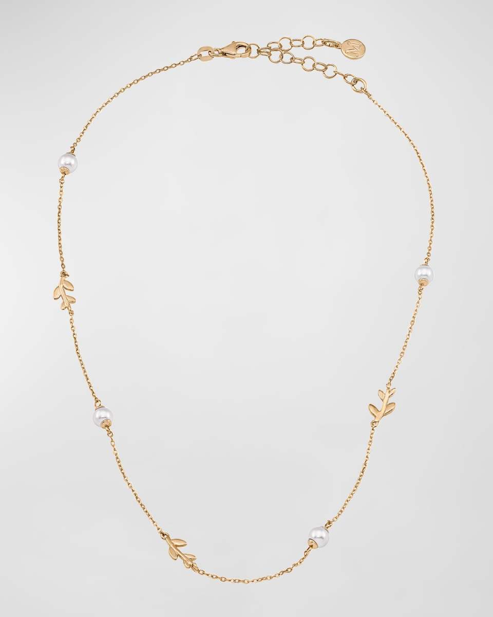 Juliette Pearl and Leaf Station Necklace