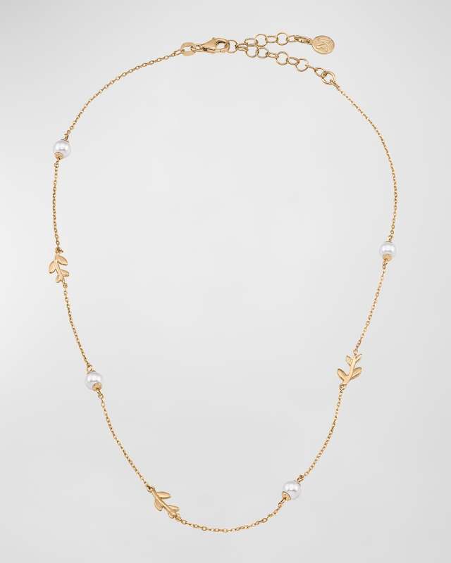 Juliette Pearl and Leaf Station Necklace