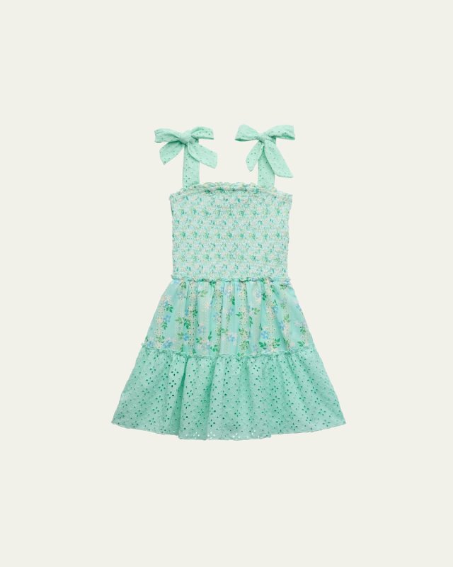 Girl's Floral Smocked Ruffle-Trim Dress, Size 4-