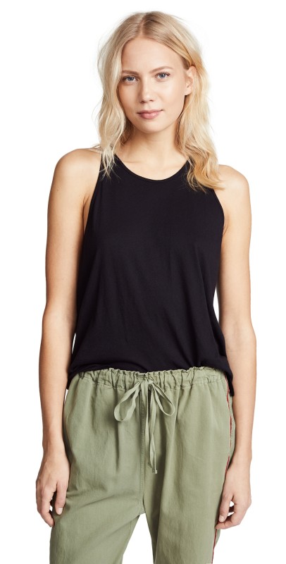 Enza Costa Cropped Sheath Tank Black