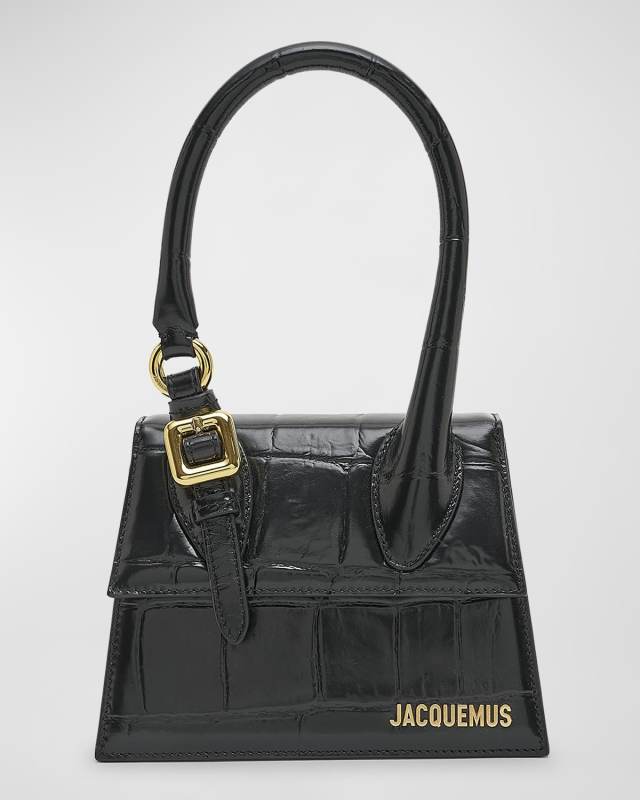 Le Chiquito Moyen Croc-Embossed Top-Handle Bag