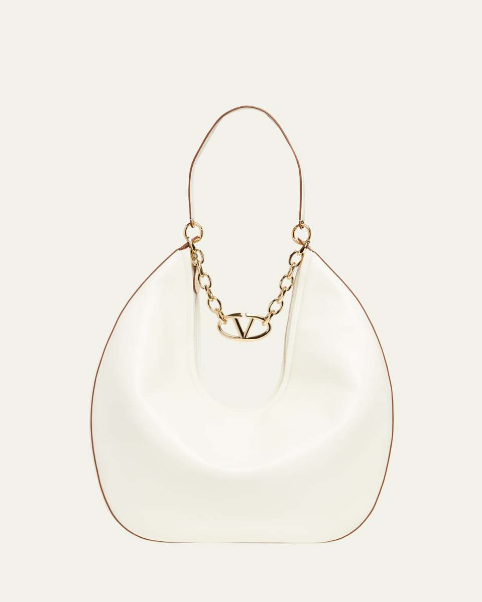 Large VLOGO Moon Leather Hobo Bag