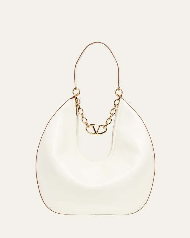 Large VLOGO Moon Leather Hobo Bag