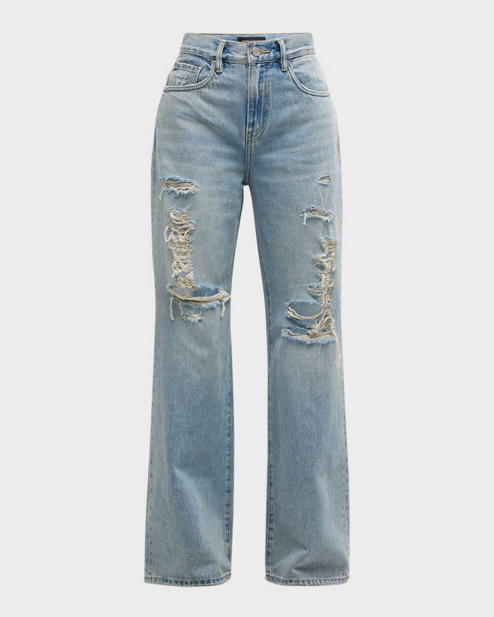 Wide-Leg Destroyed Jeans