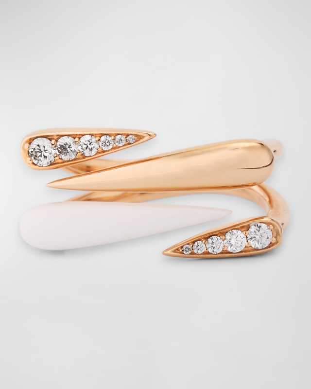 18K Rose Gold Ceramic and Diamond Ring, Size 6.5