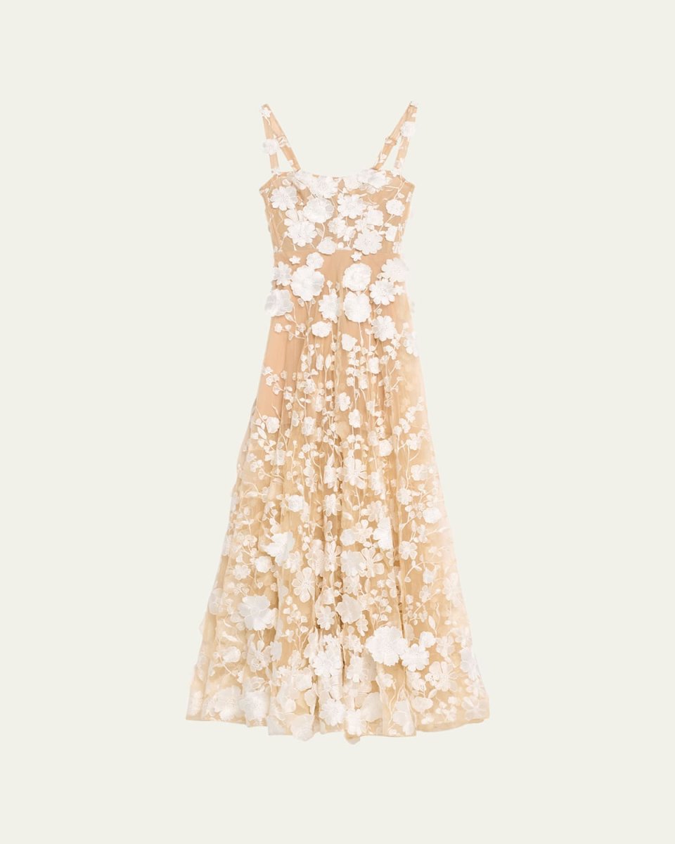 Jasmine Sleeveless Floral Applique Gown