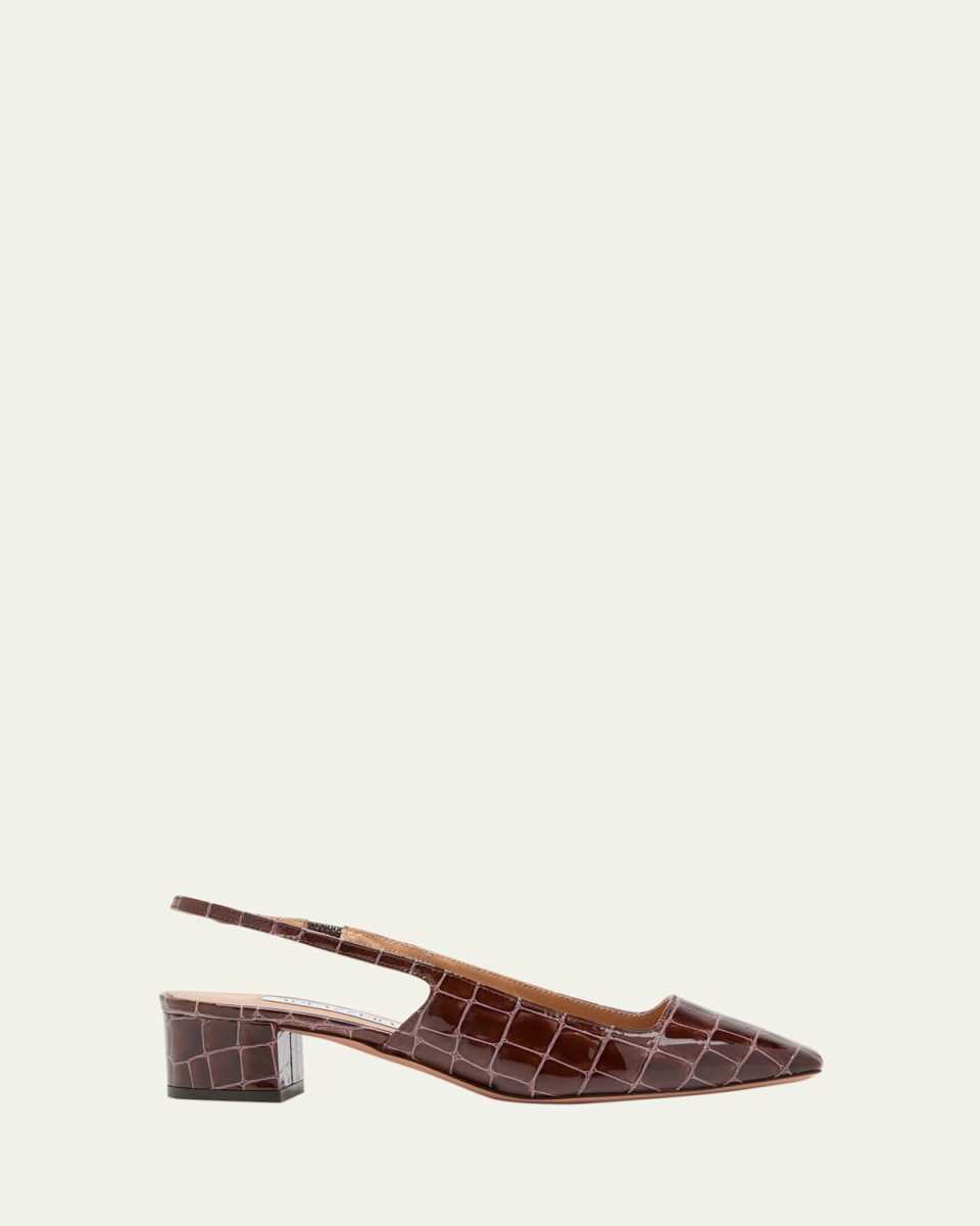 Ginza Croco Slingback Ballerina Pumps
