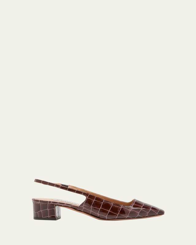 Ginza Croco Slingback Ballerina Pumps