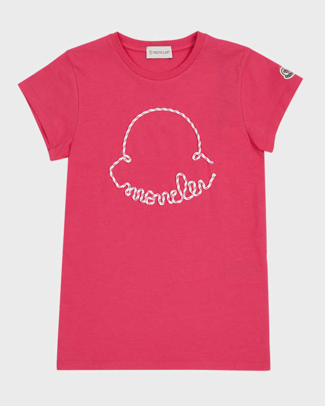 Girl's Corded Logo Short-Sleeve T-Shirt Dress, Size 4-