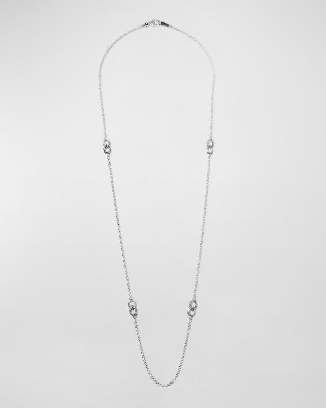 Silver Soiree Fluted & Caviar Station Necklace, 32"