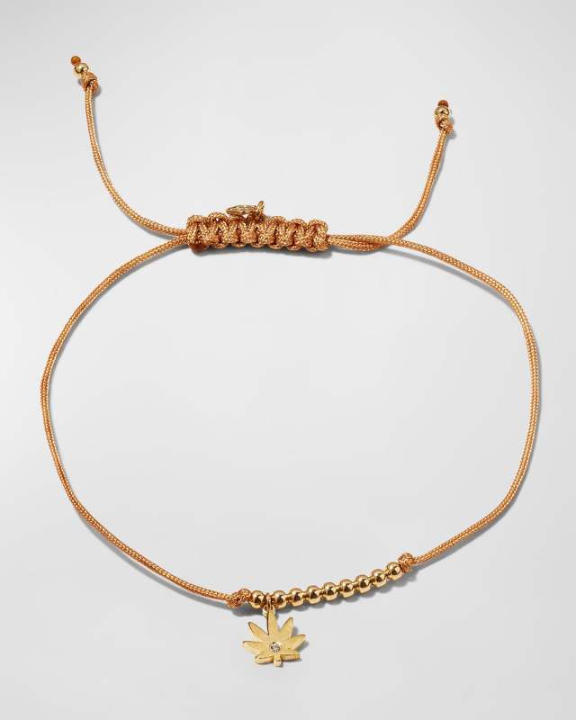 Diamond Pot Leaf Pull-Cord Bracelet