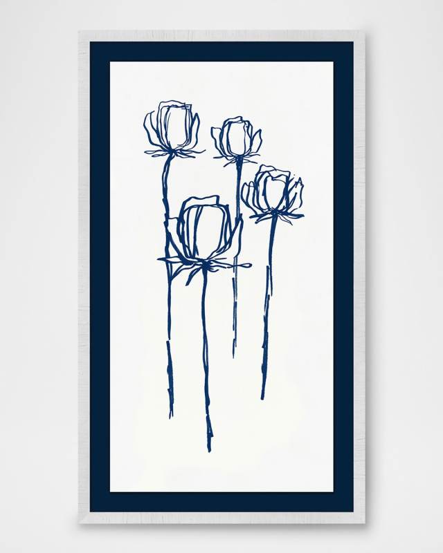 "Navy Rose 2" Framed Giclee