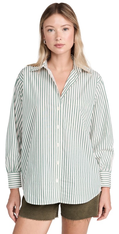 FRAME Oversized Pocket Shirt Green Gem Multi