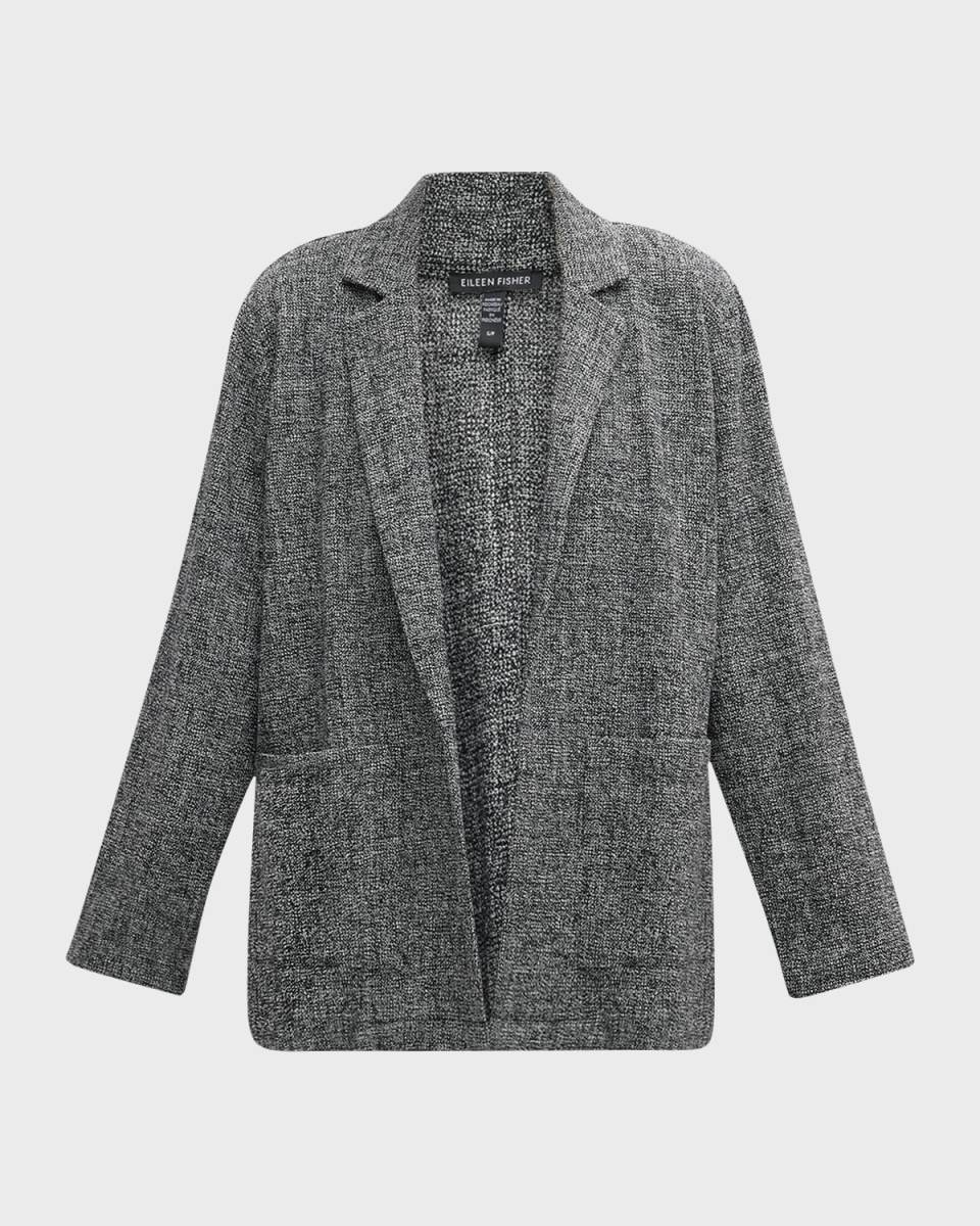 Petite Open-Front Organic Cotton Tweed Blaz