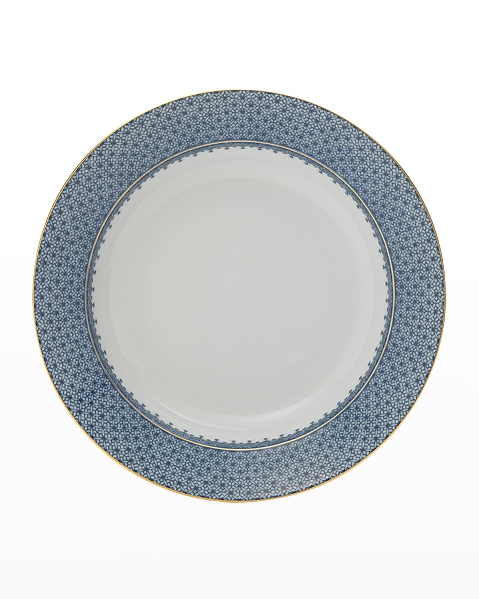 Blue Lace Rim Soup Bowl