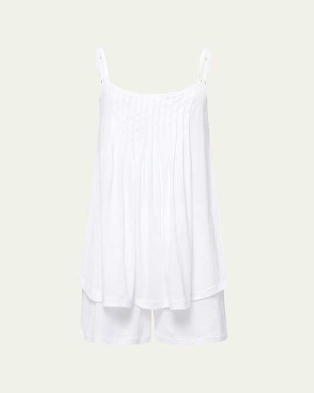 Julia Short Scoop-Neck Pintuck Pajama Set