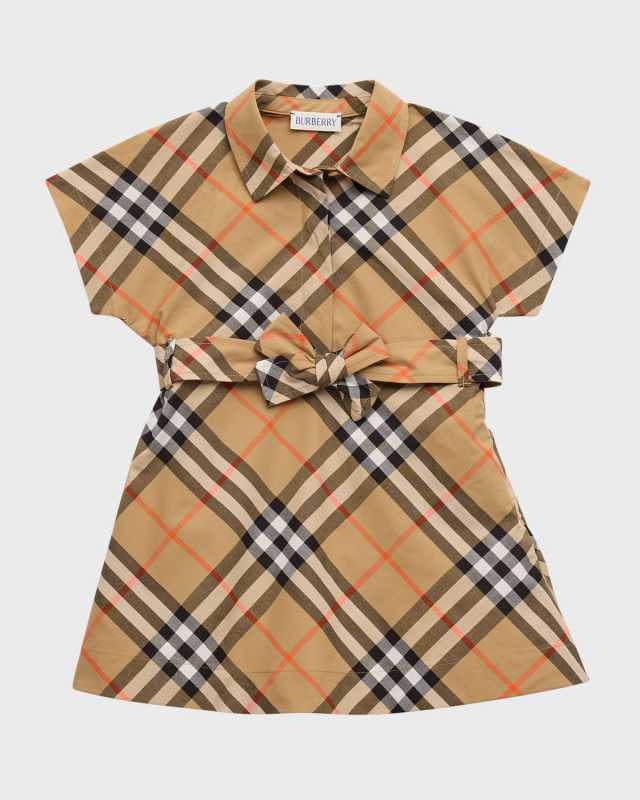 Girl's Giuletta Check-Print Shirt Dress, Size 6M-