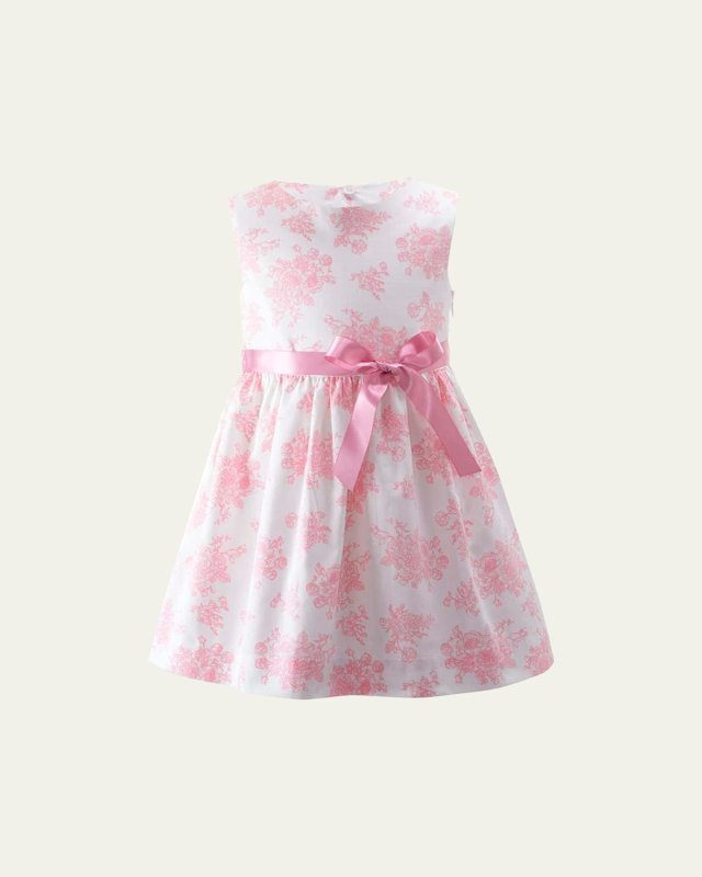 Girl's Floral Toile Dress, Size 2-10