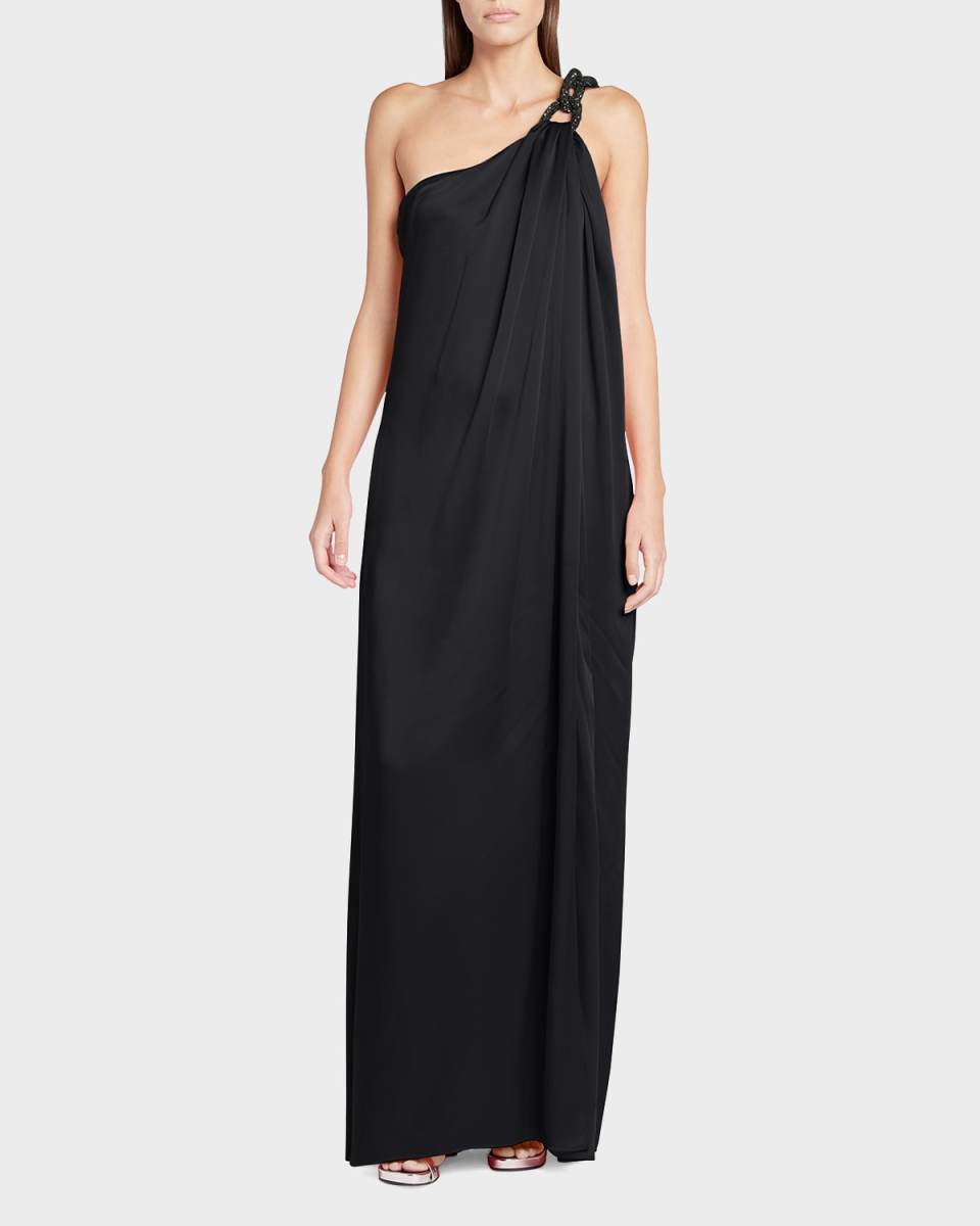 Falabella One-Shoulder Gown with Crystal Detail