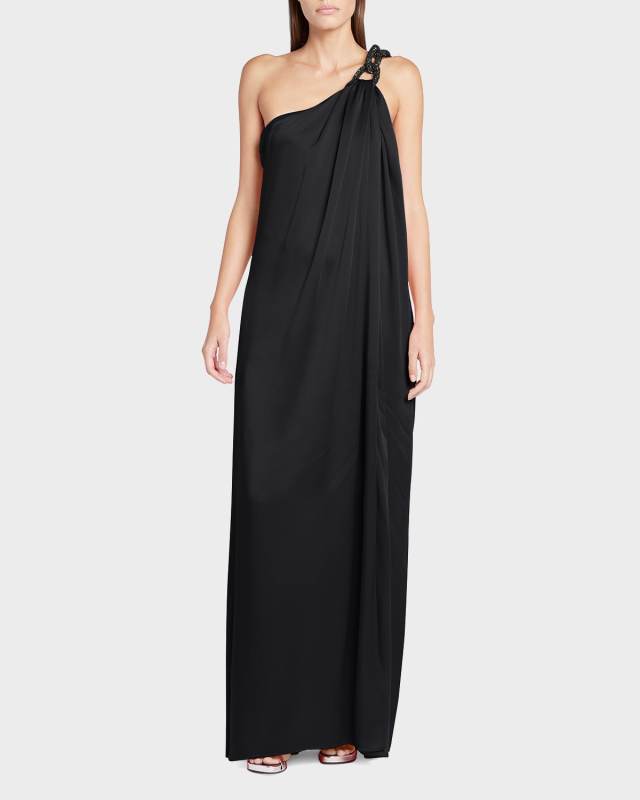 Falabella One-Shoulder Gown with Crystal Detail