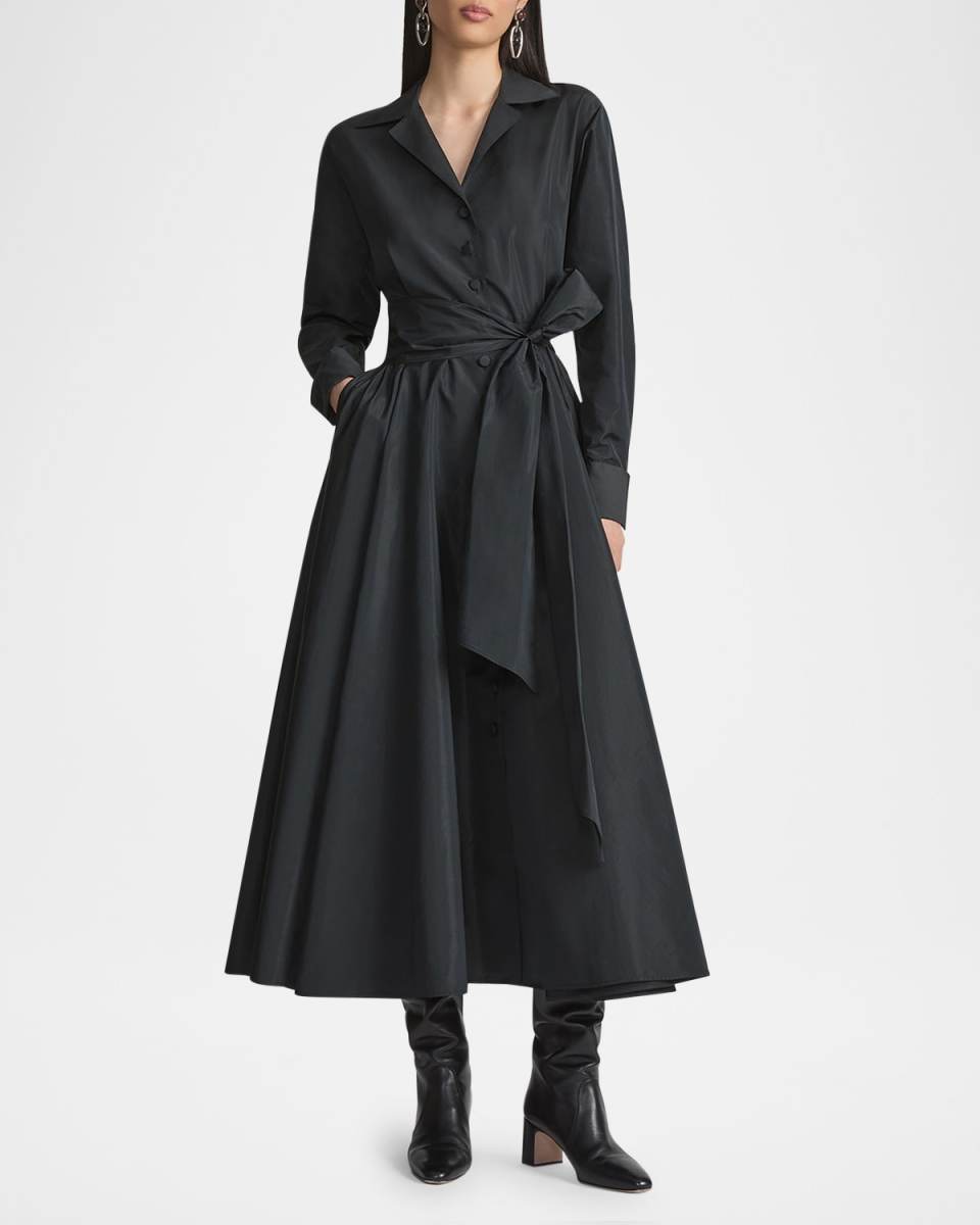 Belted A-Line Midi Shirtdress