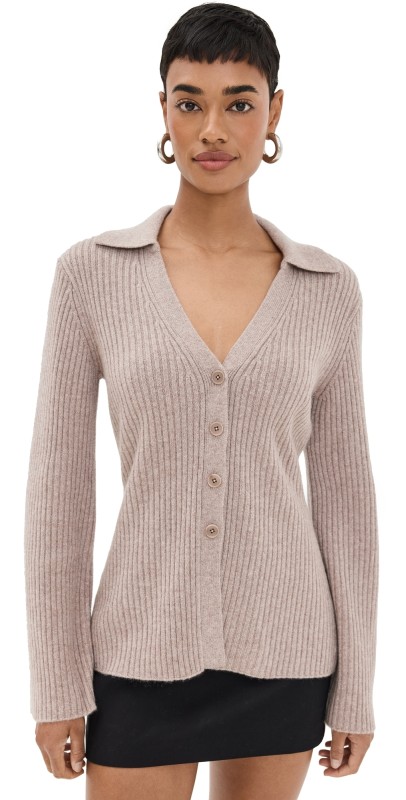 Reformation Shea Cashmere Collared Cardigan Toast