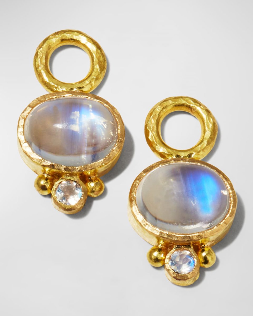 19k Cabochon Moonstone Earring Pendants