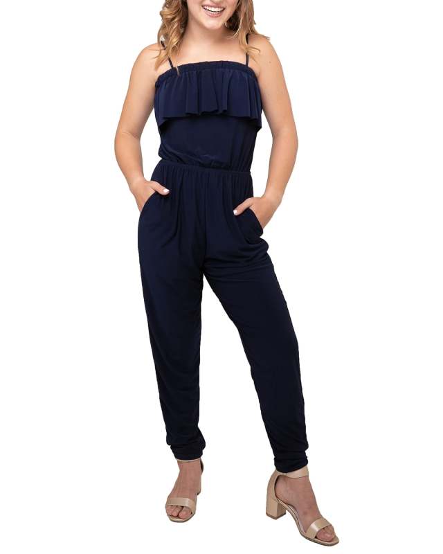 Girl's Tiered Sleeveless Jumpsuit, Size M-XL