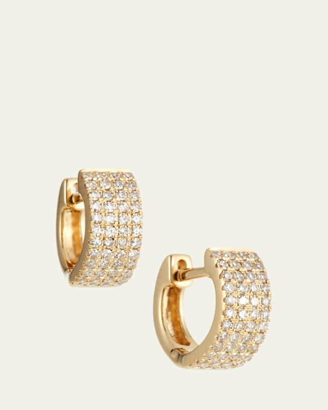 14k Gold Jumbo Diamond Huggie Earrings