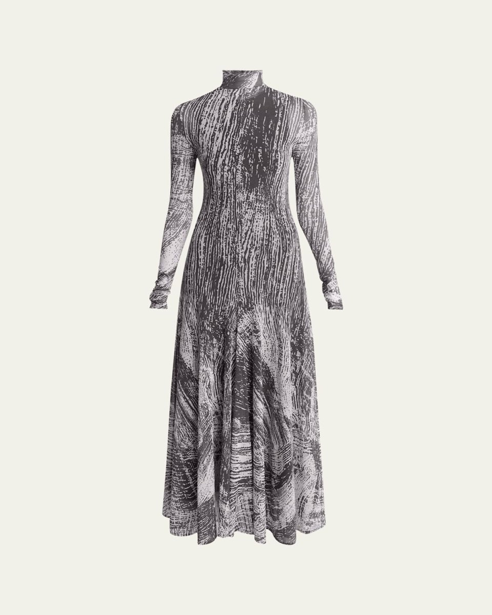Gemma Printed Tulle Jersey Dress