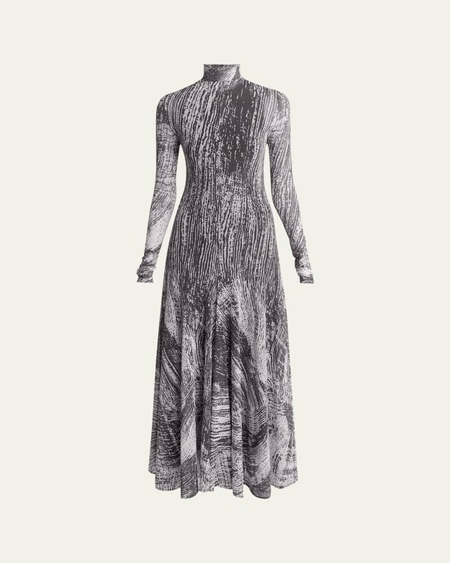 Gemma Printed Tulle Jersey Dress