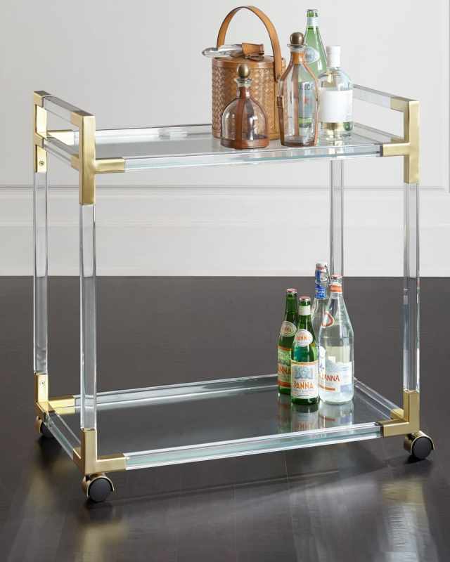 Jacques Acrylic & Brass Bar Cart
