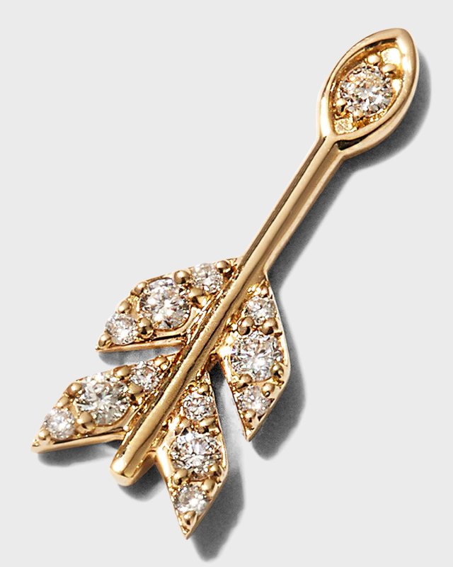 14k Yellow Gold & Diamonds Arrow Stud Earrings