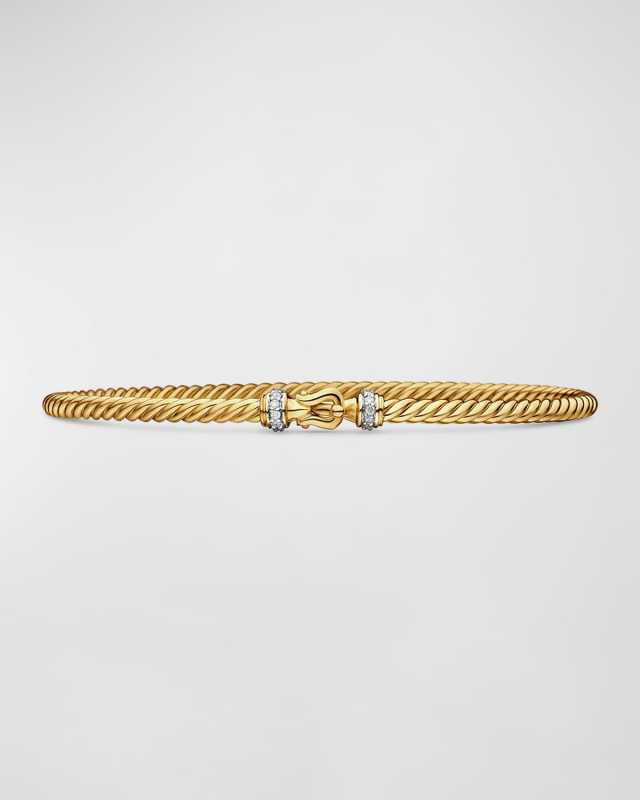Cable Buckle Bracelet with Diamonds and 18K Gold, 2.6mm, Size S