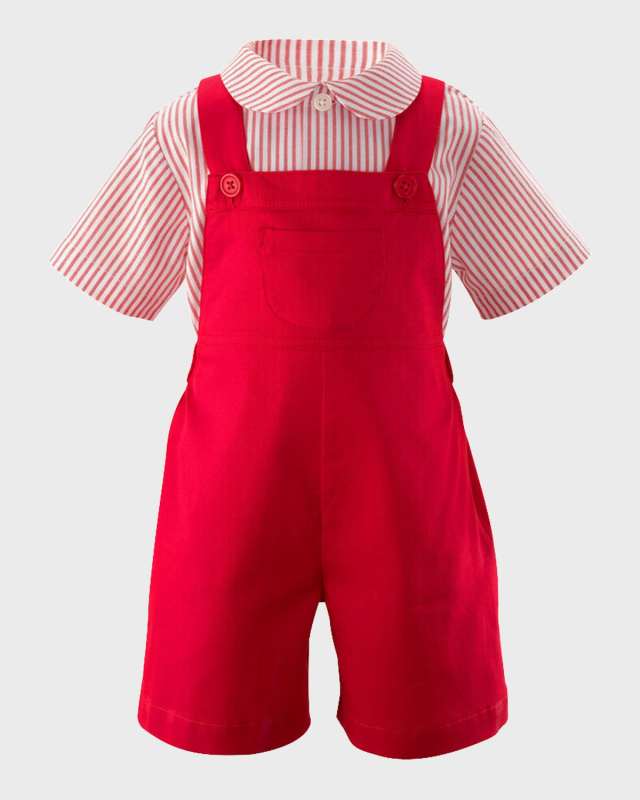 Boy's Stripe Shirt and Cotton Dungaree Set, Size 6M-24