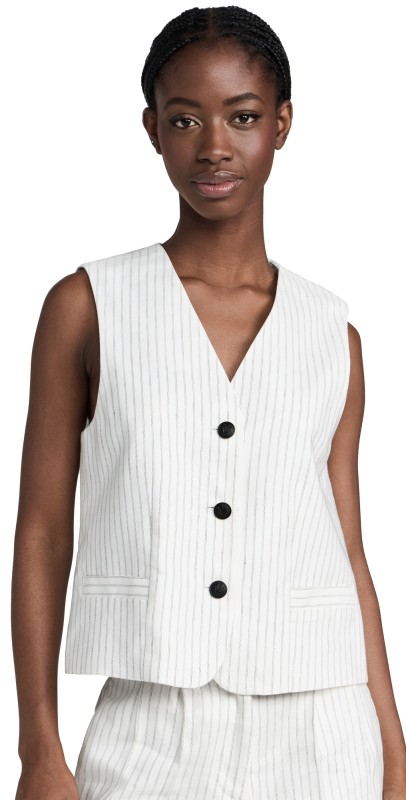 rag & bone Erin Linen Vest Whtstripe