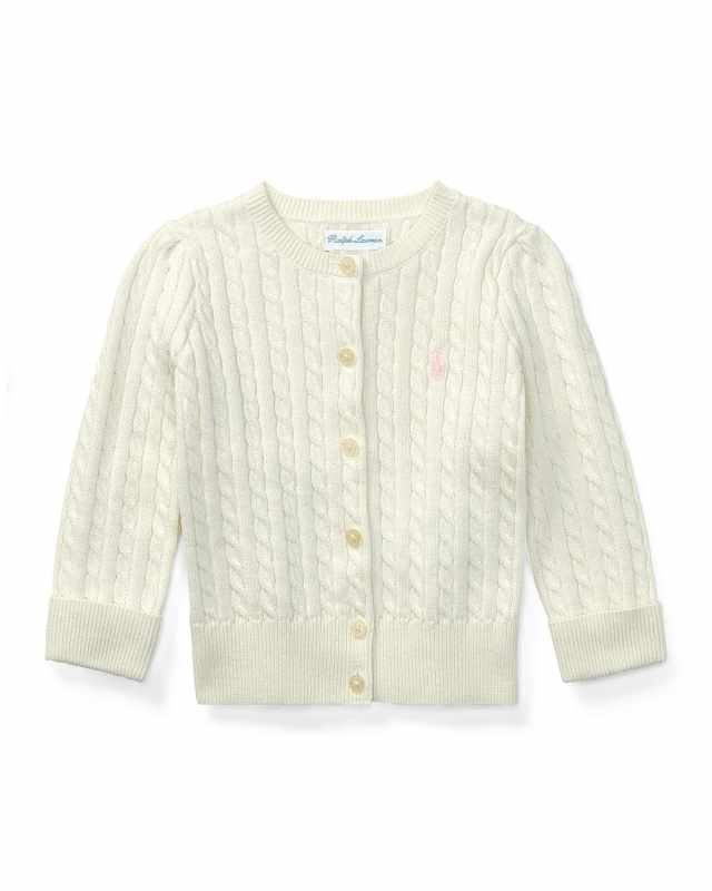 Cable Knit Cotton Cardigan, Size 3M-1