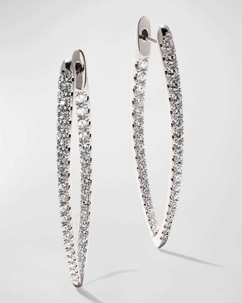 18k White Gold Diamond Imperial Hoop Earrings, 1.66tcw