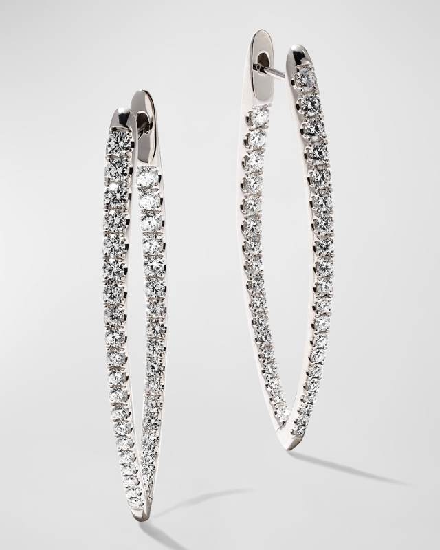18k White Gold Diamond Imperial Hoop Earrings, 1.66tcw