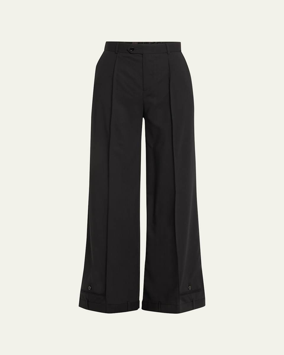 Upside Down Wide-Leg Wool Pants