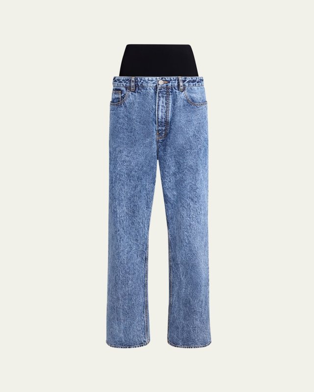 Knit Band Denim Pants