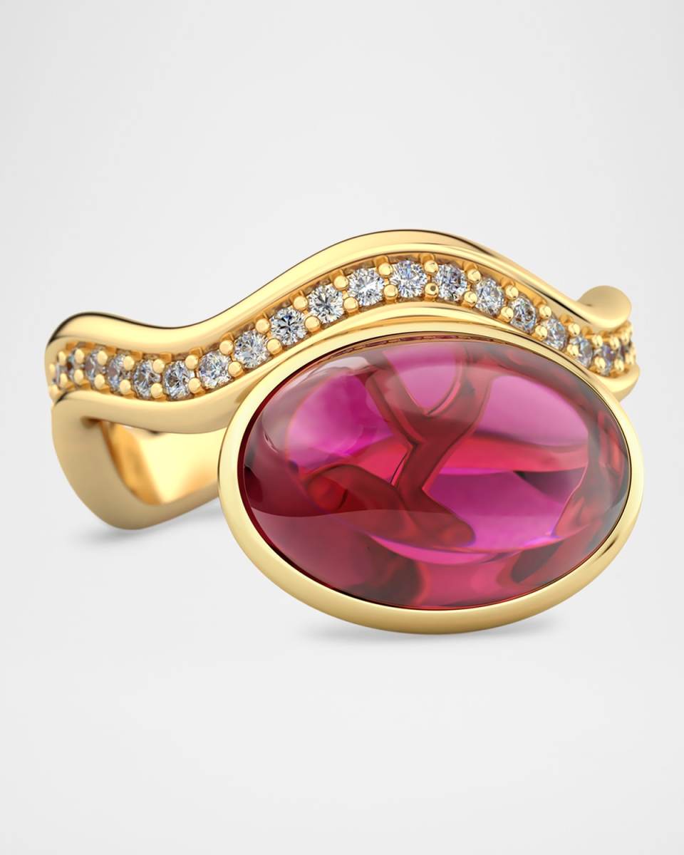 Aurora Cocktail Ring with Rubellite and Diamonds