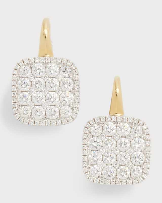Yellow and White Gold Firenze II Diamond Cushion Polished Earrings
