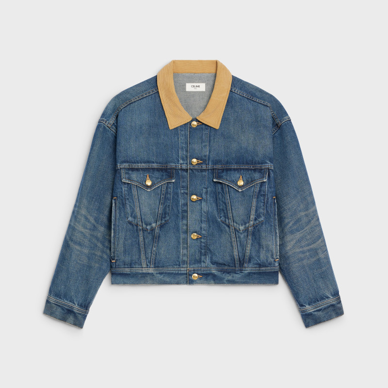 CELINE TRUCKER JACKET IN DARK UNION WASH DENIM