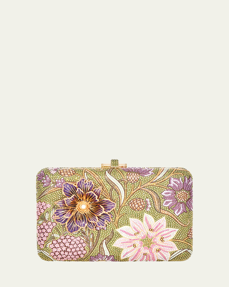 Dancing Floral Crystal Clutch Bag