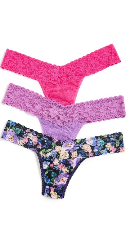 Hanky Panky Signature Lace Low Rise Thong 3 Pack Dream Garden/Venus/Tart