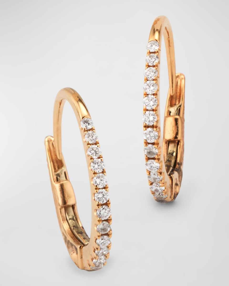 Sparkle 18K Rose Gold Pave Diamond Huggie Hoop Earrings
